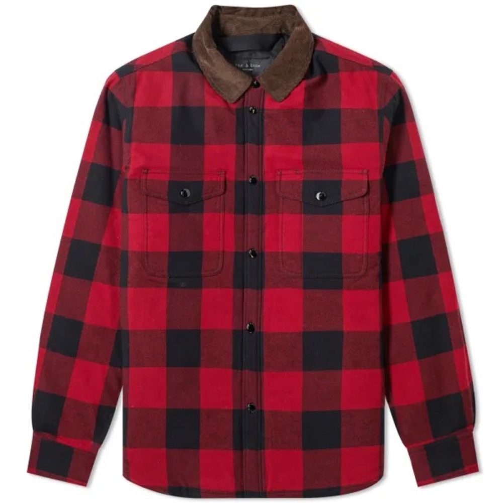 Rag & Bond Padded Shirt Jacket Red & Black